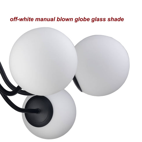 6-light Modern Globe Black Semi Flush Mount Ceiling Light Fixture for Bedroom